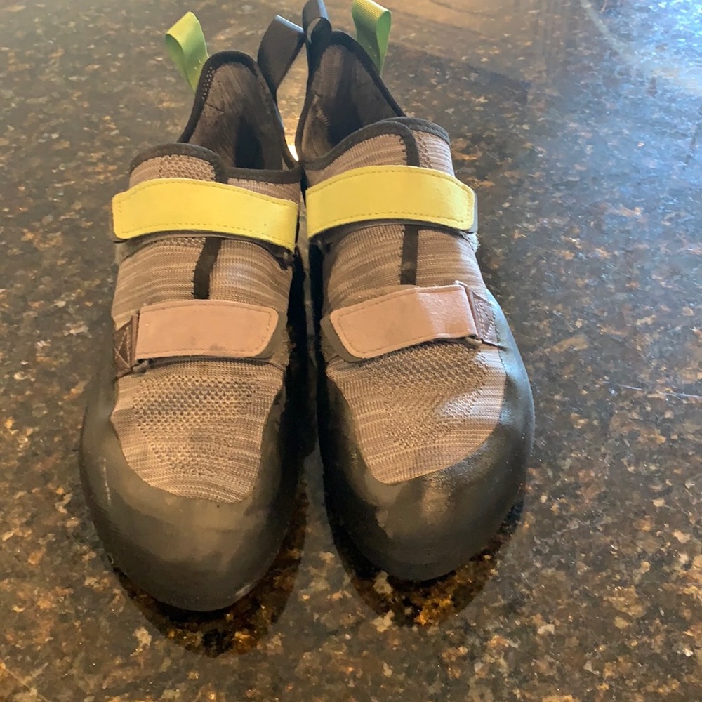 Black Diamond rock climbing shoes.